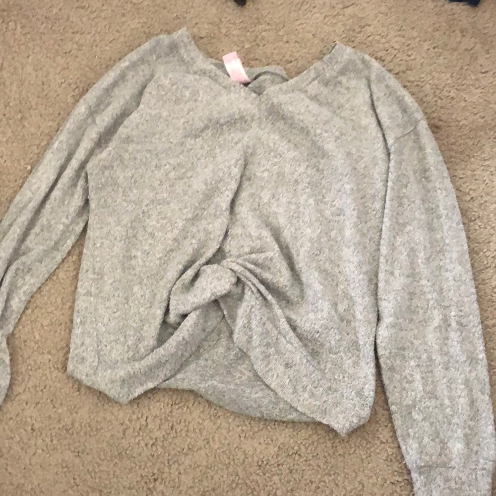 Tied Front Grey Sweater
